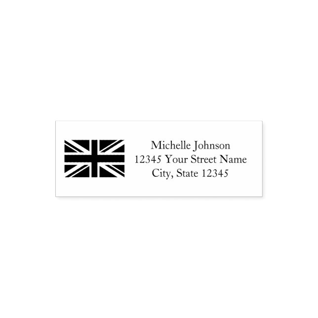 Tampon Auto-encreur Drapeau Union Jack britannique adresse de retour p (Design)