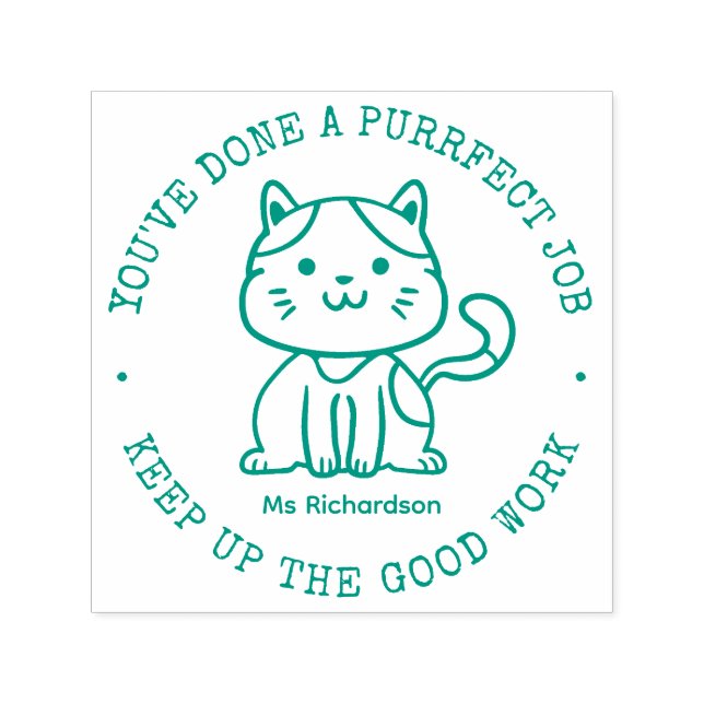 Tampon Auto-encreur Drôle Chat Cute Kitty Perfect Emploi Professeur Ré (Design)