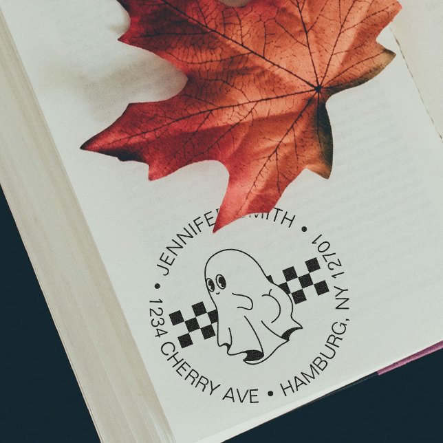 Tampon Auto-encreur Drôle Halloween Botiful Ghost Adresse de retour (Créateur téléchargé)