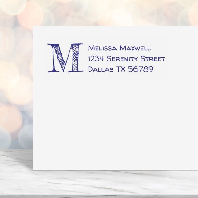 Tampon Auto-encreur Écrit à la main Wobbly Childlike Monogramme Adress (Créateur téléchargé)