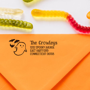 Tampon Auto-encreur Éffrayant Ghost & Bats Halloween Adresse de retour