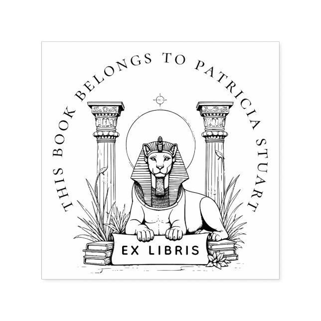 Tampon Auto-encreur Egyptian Sphinx Nom personnalisé Ex Libris Timbre (Design)