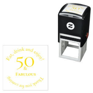 Tampon Auto-encreur Élégant 50 & Fab Design Événementiel Jaune Circula