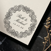 Elégant Baroque Scroll Mariage Date & Noms