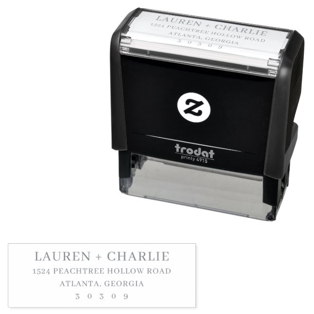 Tampon Auto-encreur Elegant Black Minimalist Address (En situation)