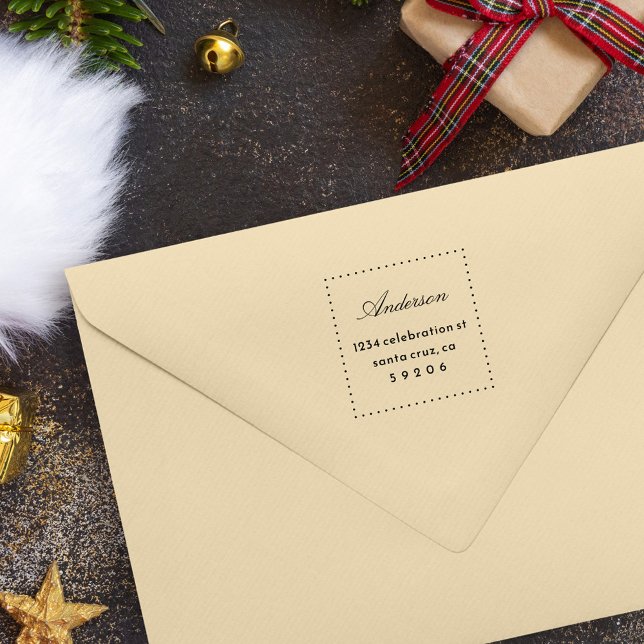 Tampon Auto-encreur Elegant Dots Script Nom de famille Adresse de reto (Créateur téléchargé)