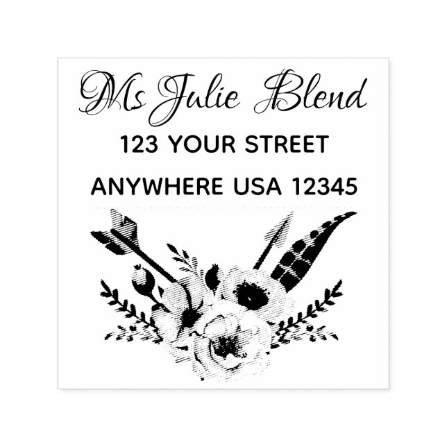 Tampon Auto-encreur Élégant floral (Design)