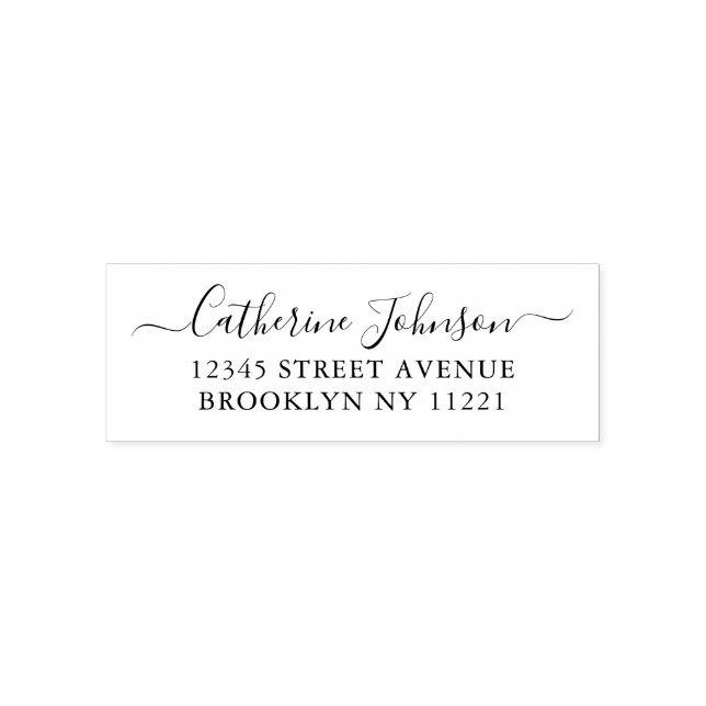 Tampon Auto-encreur Elegant Girly Chic Script Calligraphie Nom Adresse (Design)