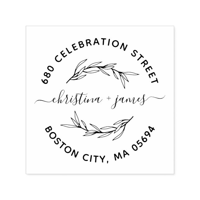 Tampon Auto-encreur Elegant Laurel Leaf Adresse de retour (Design)