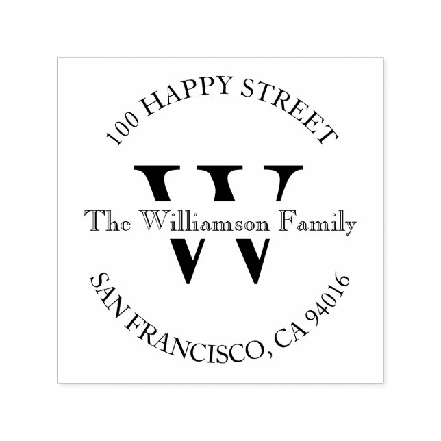 Tampon Auto-encreur Elegant Monogram Family Adresse de retour (Design)