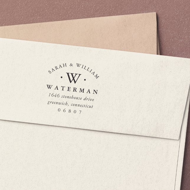 Tampon Auto-encreur Élégant monogramme | Adresse de retour (Créateur téléchargé)