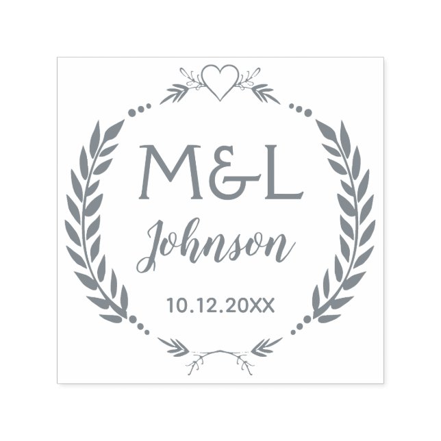Tampon Auto-encreur Élégant Monogrammes Personnalisés Mariage auto-Ink (Design)