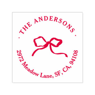 Tampon Auto-encreur Élégant Noël traditionnel arc rouge moderne