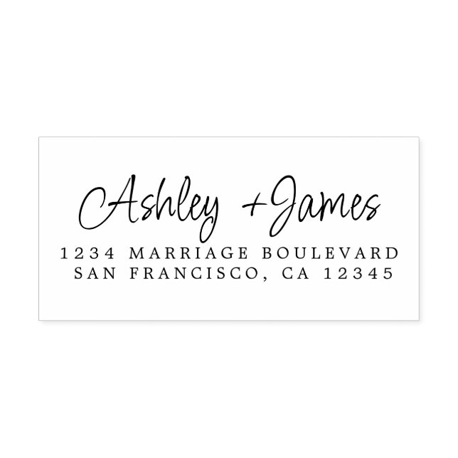 Tampon Auto-encreur Élégant nom de script Mariage adresse de retour (Design)