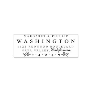 Tampon Auto-encreur Élégant Rectangulaire Marié Couple Adresse de reto