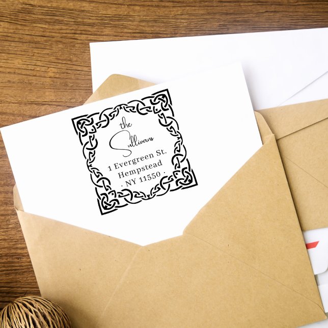 Tampon Auto-encreur Élégant Script Celtic Knot Bordure Adresse de reto (Créateur téléchargé)