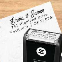 Elegant Script Couple Adresse de Retour Auto-encre