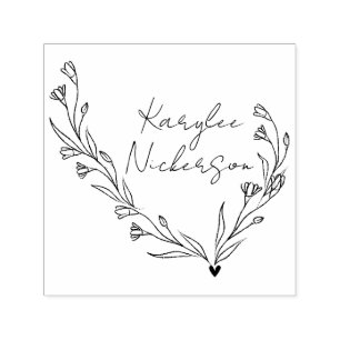 Tampon Auto-encreur Élégant script doodle floral