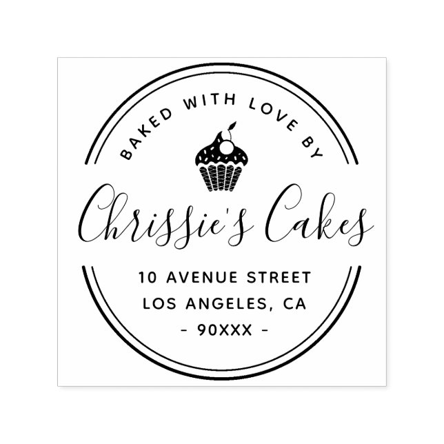 Tampon Auto-encreur Élégant script et bordure Boulangerie logo entrepr (Design)