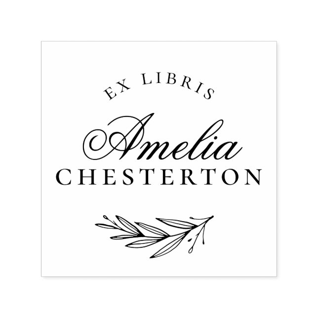 Tampon Auto-encreur Élégant Script Ex Libris | Plaque d'enregistrement (Design)