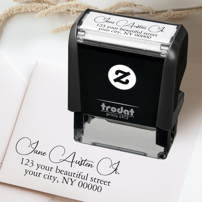 Tampon Auto-encreur Élégante calligraphie Adresse de retour stylée (Créateur téléchargé)