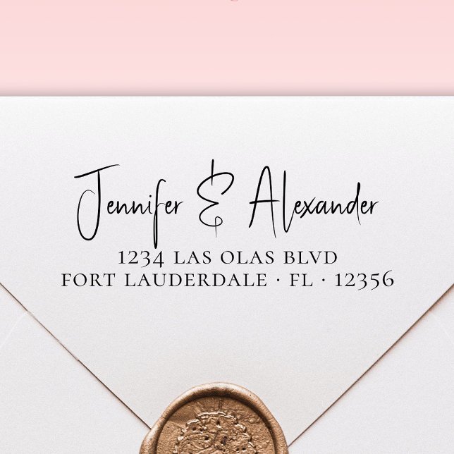 Tampon Auto-encreur Élégante Calligraphie Script Mariage Adresse de re (Créateur téléchargé)