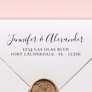 Tampon Auto-encreur Élégante Calligraphie Script Mariage Adresse de re