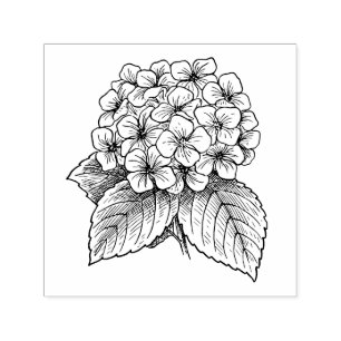 Tampon Auto-encreur Elégante Hydrangea et Bouquet Floral Feuille