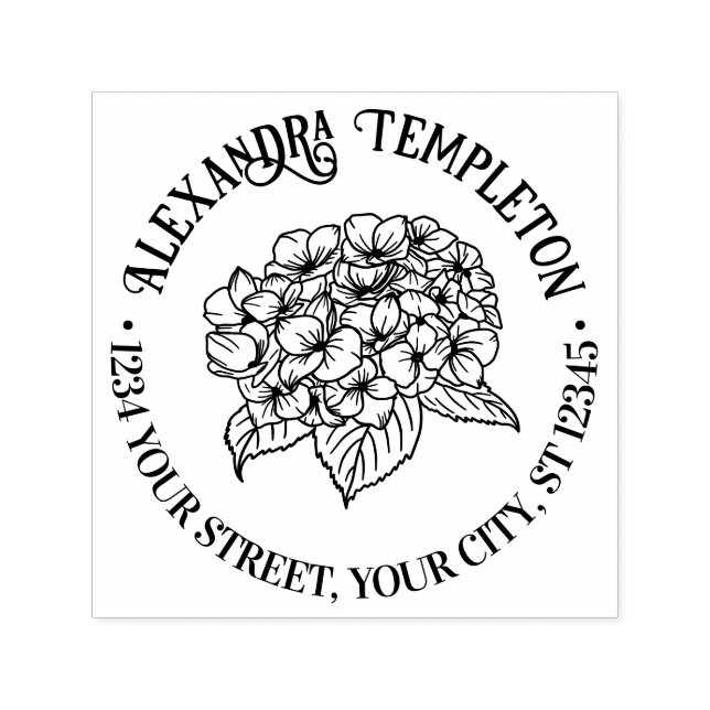 Tampon Auto-encreur Elégante Hydrangea et Feuille (Design)
