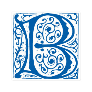 Tampon Auto-encreur Élégante lettre Renaissance Vintage B Monogramme