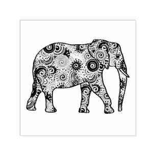 Tampon Auto-encreur Éléphant embelli à tourbillon fractal