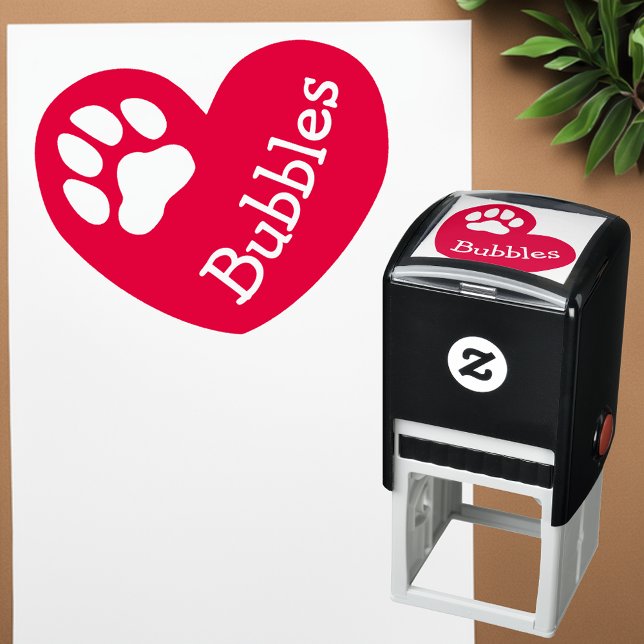 Tampon Auto-encreur Empreinte de patte de coeur Nom de l'animal Signat (Paw-sitive Love: Cute Pet Name Signature Self-Inking Stamp 🐾❤️)