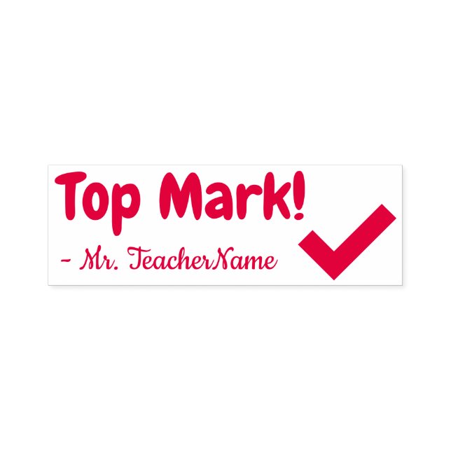 Tampon Auto-encreur Encouragement "Top Mark!" + Nom de l'éducateur per (Design)