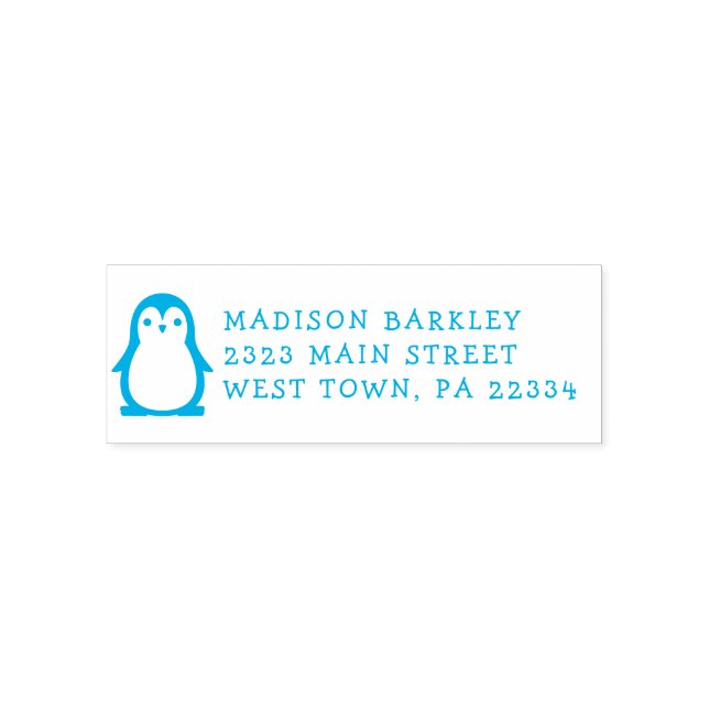 Tampon Auto-encreur Enfants Penguin mignon Adresse de retour Timbre (Design)