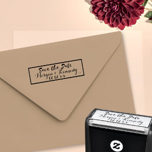 Tampon Auto-encreur Enregistrer La Date Élégant Mariage Auto-Enking Ti