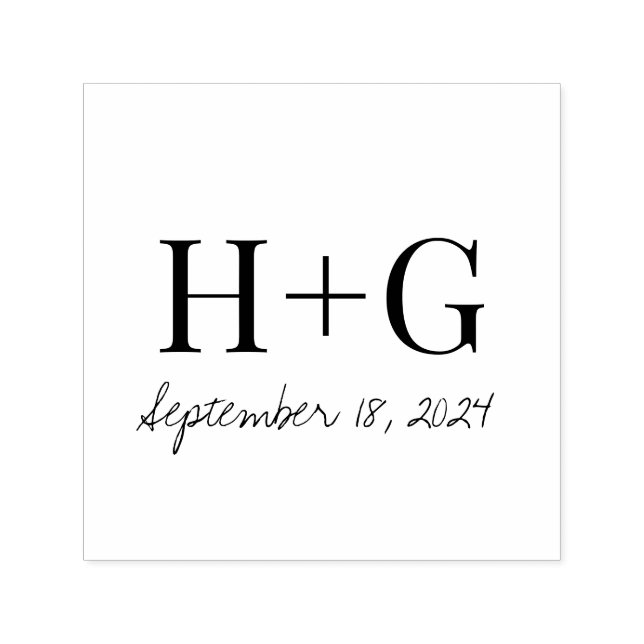 Tampon Auto-encreur Enregistrer la date simple Monogramme (Design)