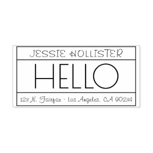 Tampon Auto-encreur Étiquette d'adresse de retour "Hello" amusante