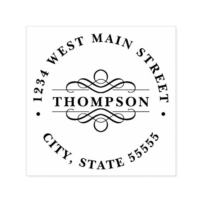 Tampon Auto-encreur Étiquette de retour simple Monogramme (Design)