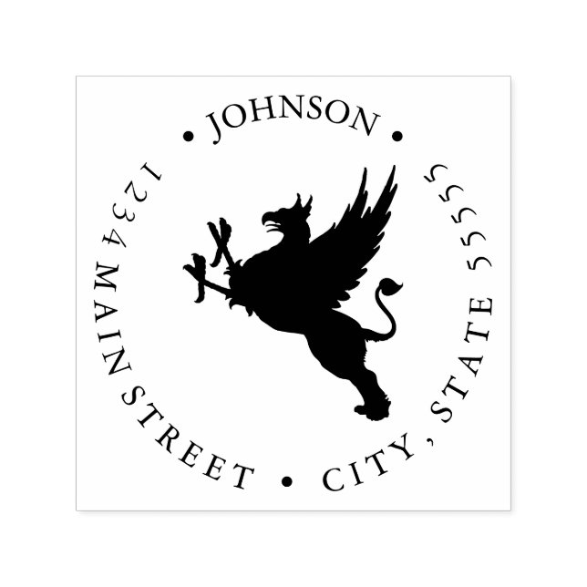 Tampon Auto-encreur Étiquette retour Heraldry Fierce Griffin (Design)