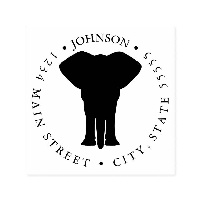 Tampon Auto-encreur Étiquette retour Silhouette Eléphant mignon (Design)