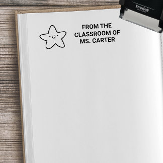 Tampon Auto-encreur Étoile Souriante De La Classe De Nom Personnalisé