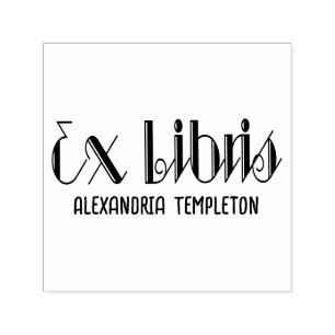 Tampon Auto-encreur Ex Libris Art Déco Texte Vintage #4 Bibliothèque L