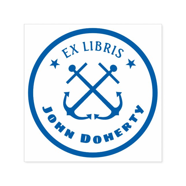 Tampon Auto-encreur Ex Libris avec deux ancres | Personnalisable (Design)