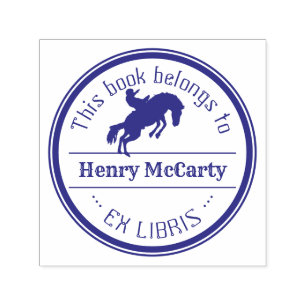 Tampon Auto-encreur Ex Libris Cowboy Rodeo Horse