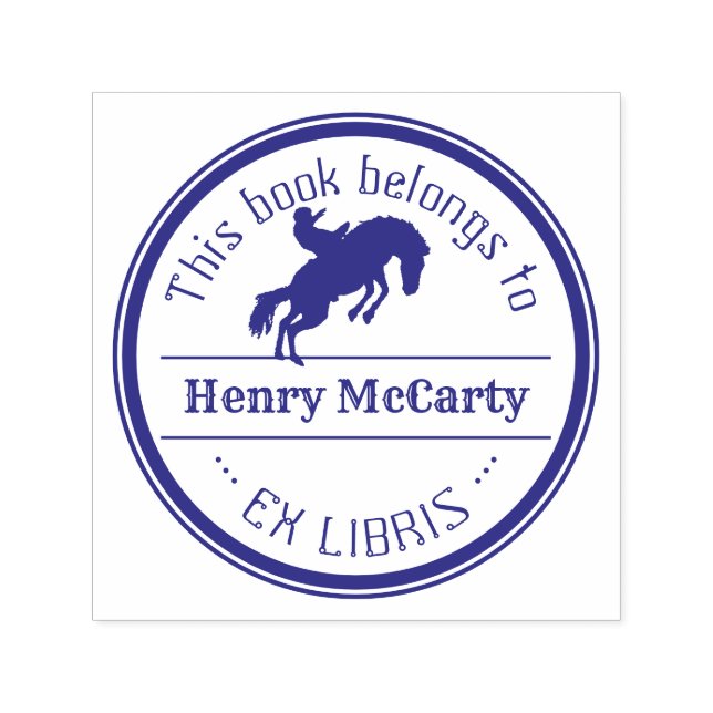Tampon Auto-encreur Ex Libris | Cowboy Rodeo Horse (Design)