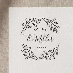 Tampon Auto-encreur Ex-libris de famille botanique élégant
