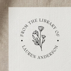 Tampon Auto-encreur Ex libris floral élégant