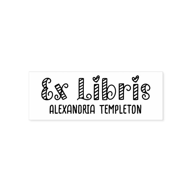 Tampon Auto-encreur Ex Libris Heart Barber Pole Stripe Library Book Nm (Design)