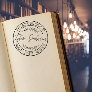Tampon Auto-encreur Ex-libris personnalisé timbre floral personnalisé