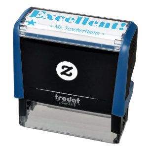 Tampon Auto-encreur "Excellent !" + Nom de l'enseignant Timbre en caou